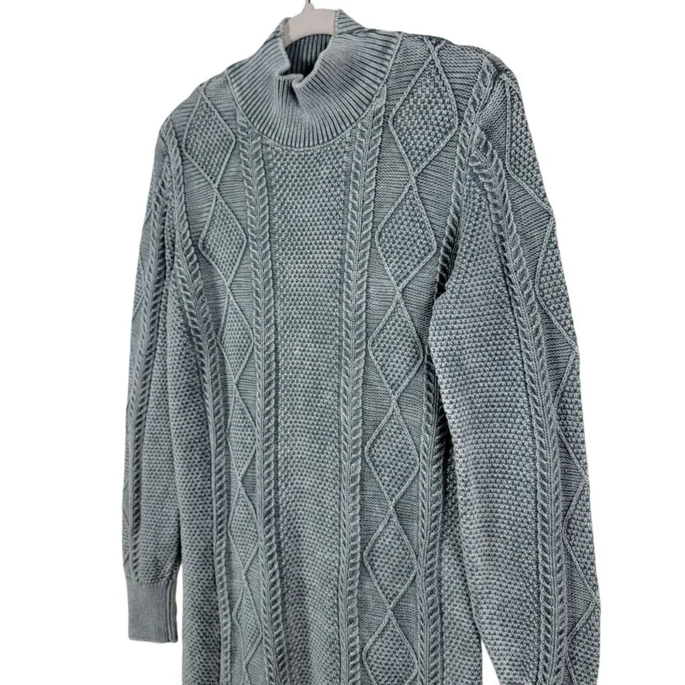 Free People Boho Headed North Knit Tunic Mini Dress Seaspray Washed Green XS